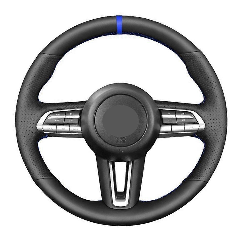 Car Steering Wheel Cover Hand-Stitched Non-slip Black Artificial Leather For Mazda 3 Axela 2019 2020 CX-30 2020 MX-30 2020
