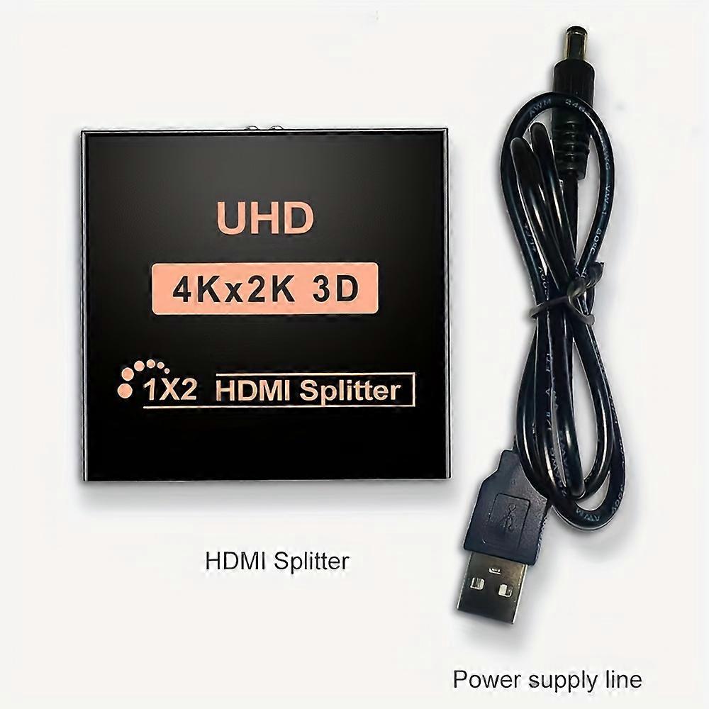 Splitter 1 In 2 Out 4K 30Hz, With Cable, Used For Dual Display/TV HDMI Splitter, With Audio And Video, Used For Laptop, TV Box, Dvd Ps3 Xbox