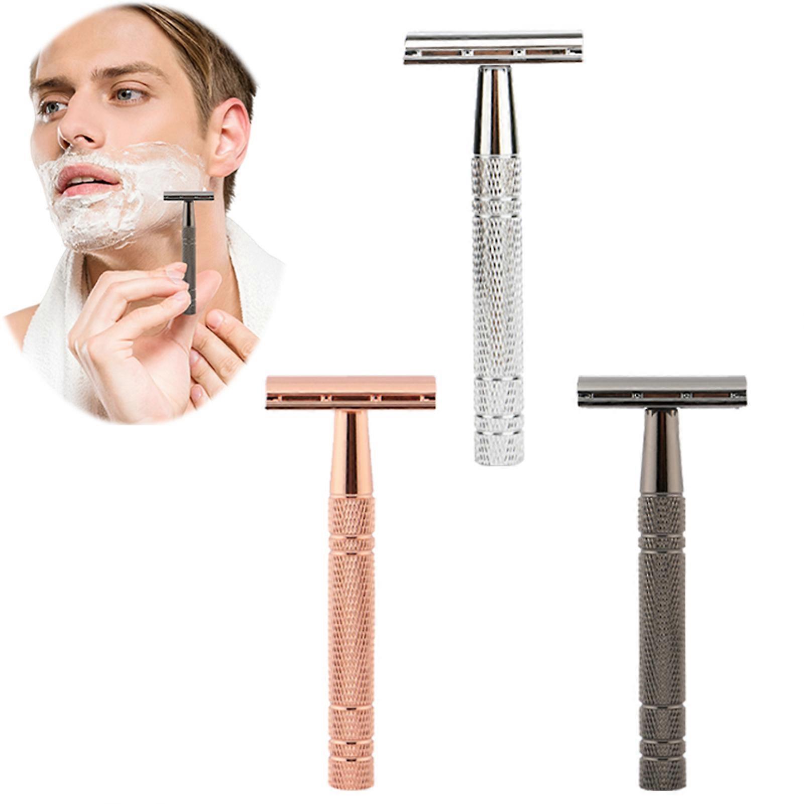 Portable Men's Manual Razor Ergonomic Design Handle Travel Shaving Tool for Men Teen Boys Face Beards
