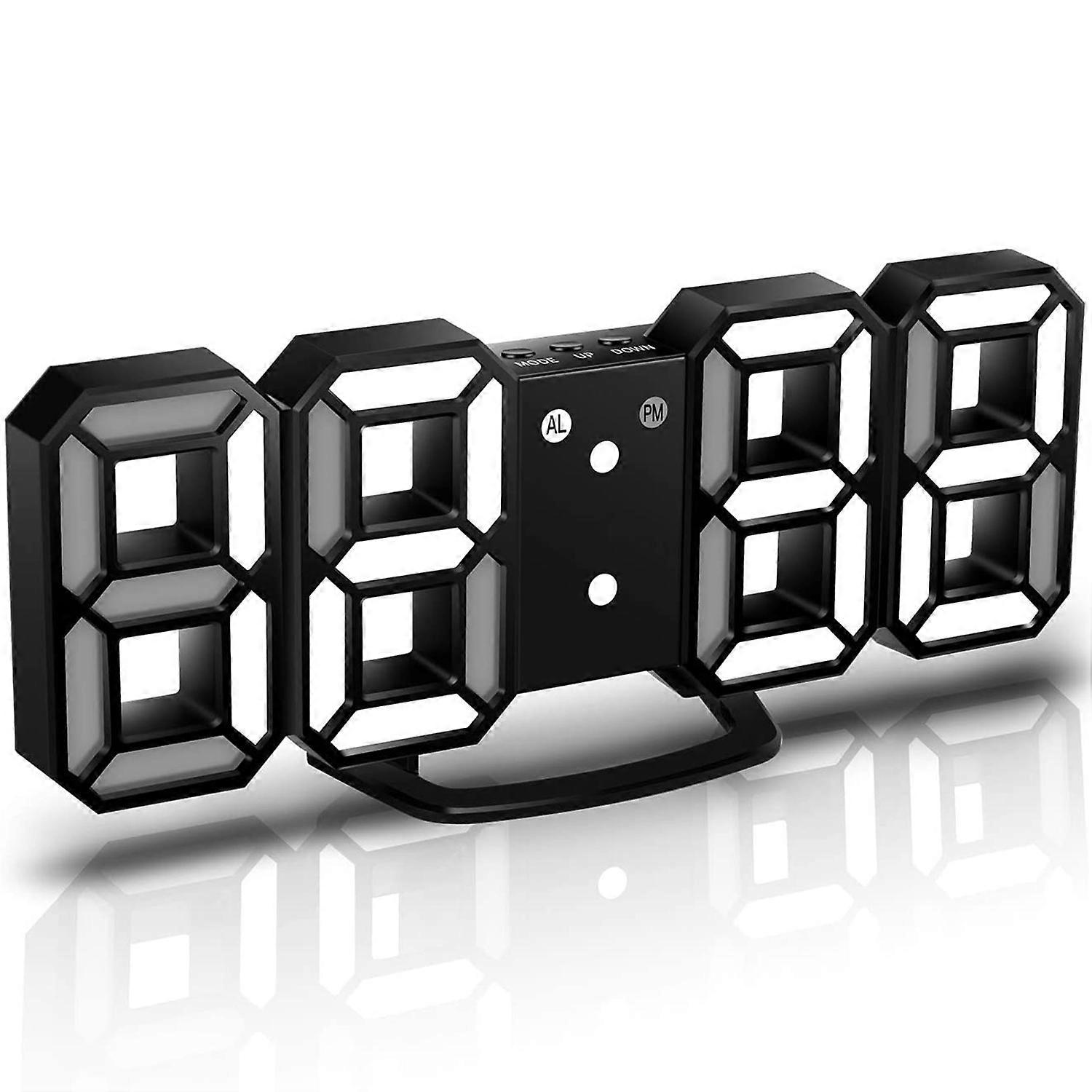 3D LED Wall Clock,Digital Wall Clock, Digital Clock, 3D LED Alarm Clock with 3 Adjustable Brightnes