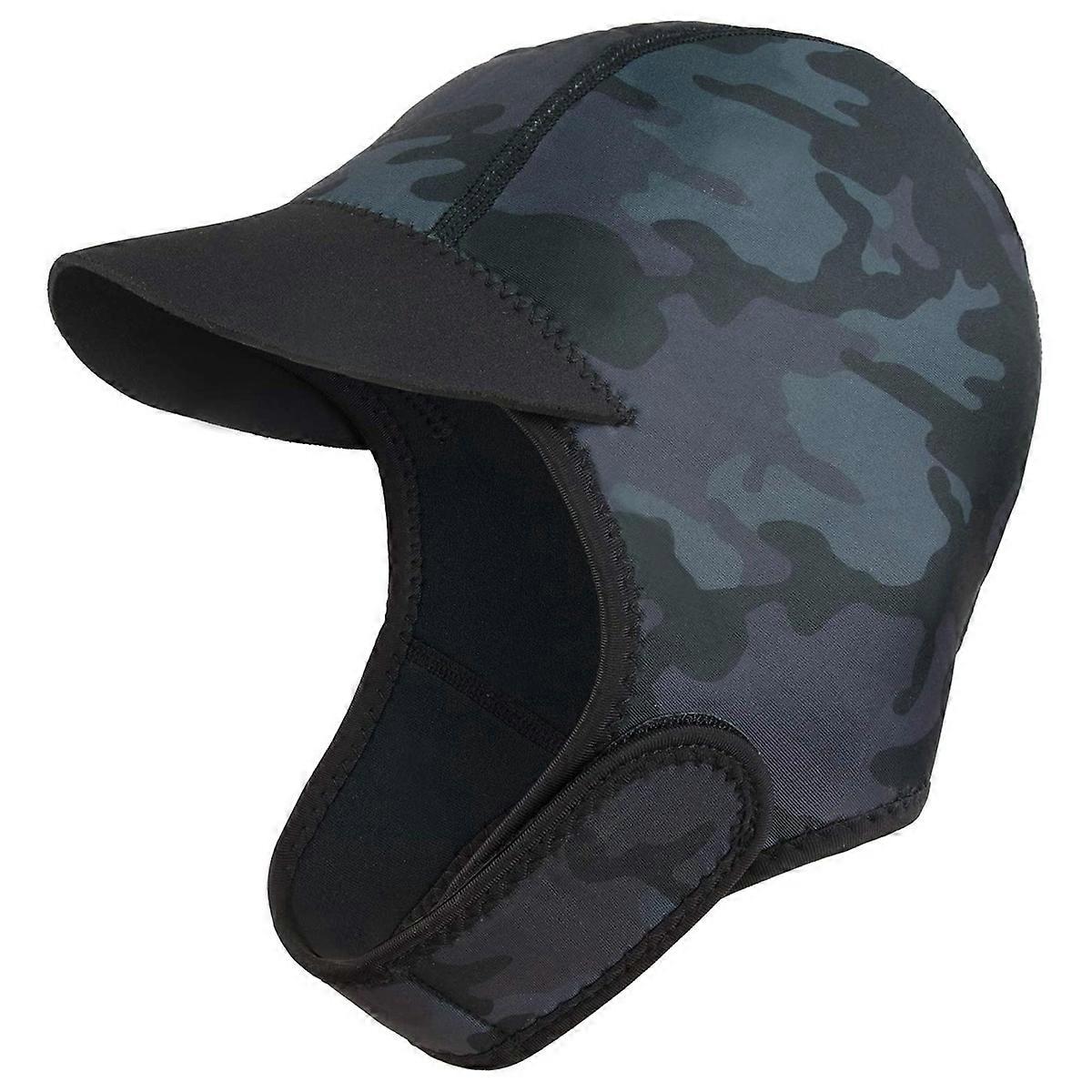 2MM Neoprene Surf Beanie Swim Cap with Chin Strap Adjustable Quick-Drying Diving Cap for Swimming S