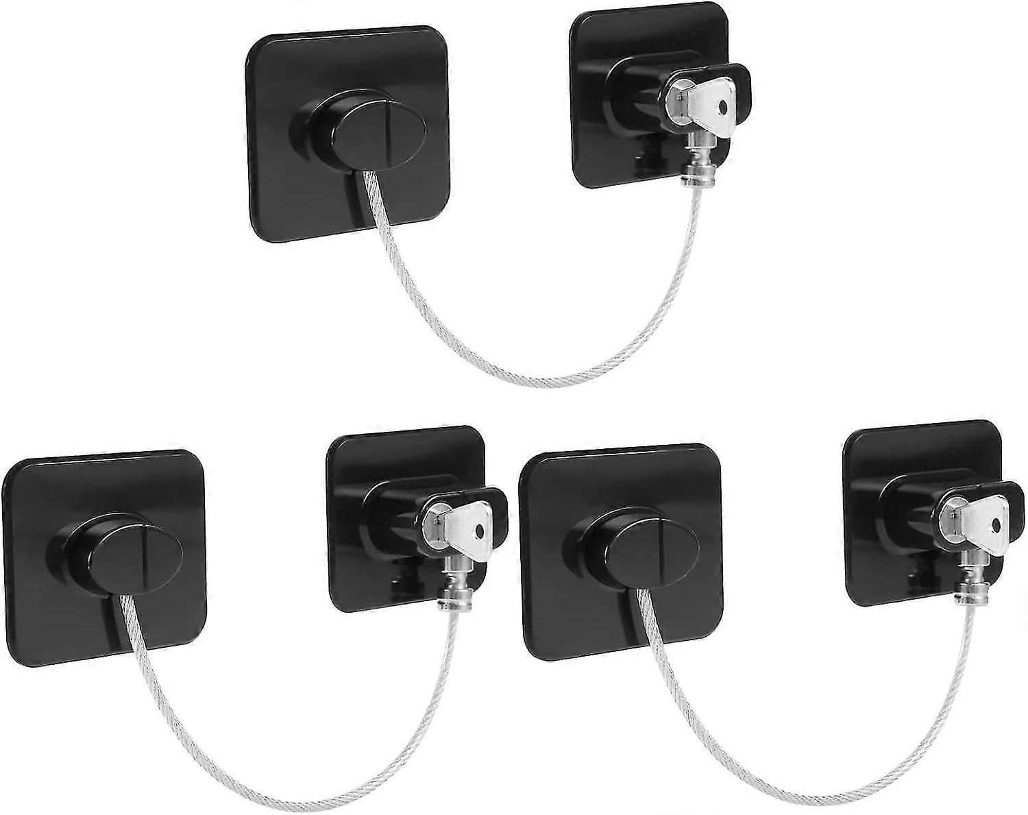 Pack Of 3 Child Safety Window Lock,adhesive Fridge Door Lock Opening Restrictor Cable,with 3 Keys For Cabinet Drawer Washer-QJWL