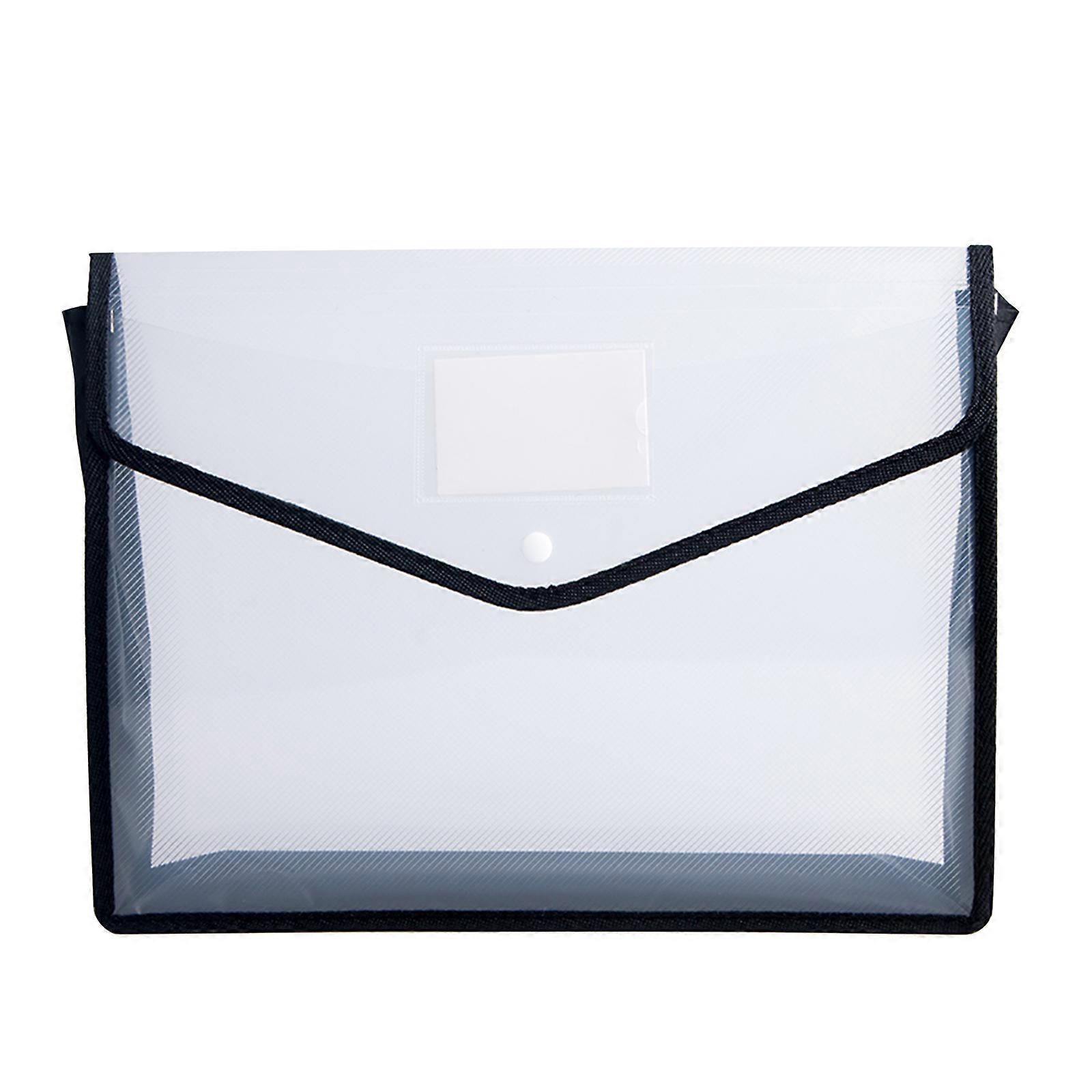 Document Bags Folder Plastic Envelopes Waterproof Large Capacity Button Red PP 33*25*8cm A4 Transparent