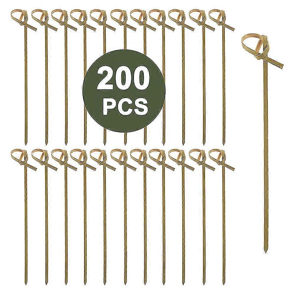 Bamboo Cocktail Picks Food Picks Tooth Picks Cocktail Picks 200pcs Fancy Compatible With Drinks With Looped Knot Skewers Compatible With Party And S