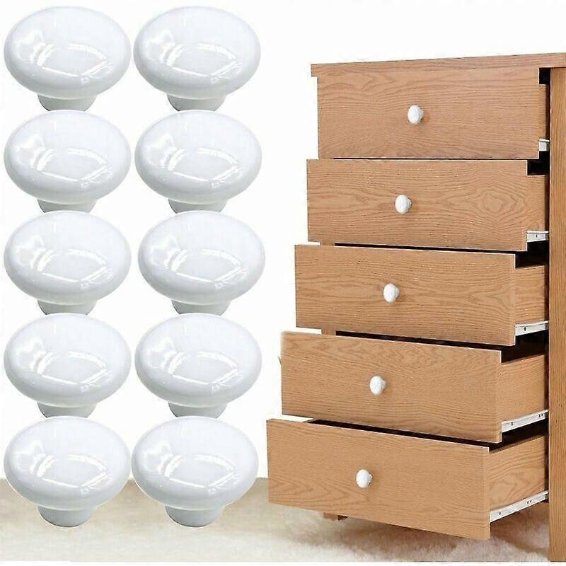 Knobsworld - Lot de 10 boutons en céramique pour poignées d'armoire de cuisine et tiroirs - Noir et blanc