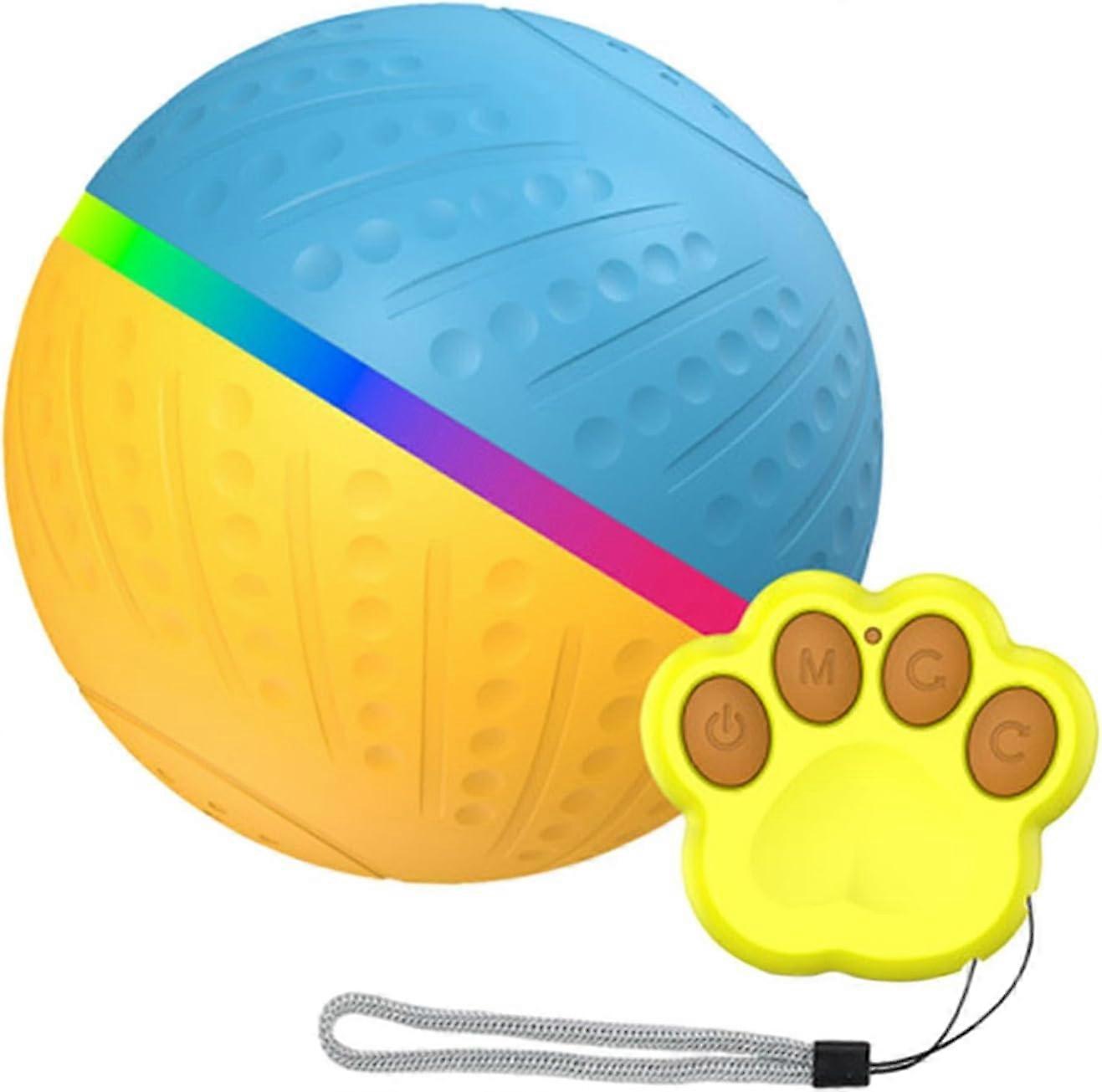 Automatic Interactive Dog Ball Toy, Automatic Moving Dog Ball with LED light, Rechargeable Dog Toy with Remote Control