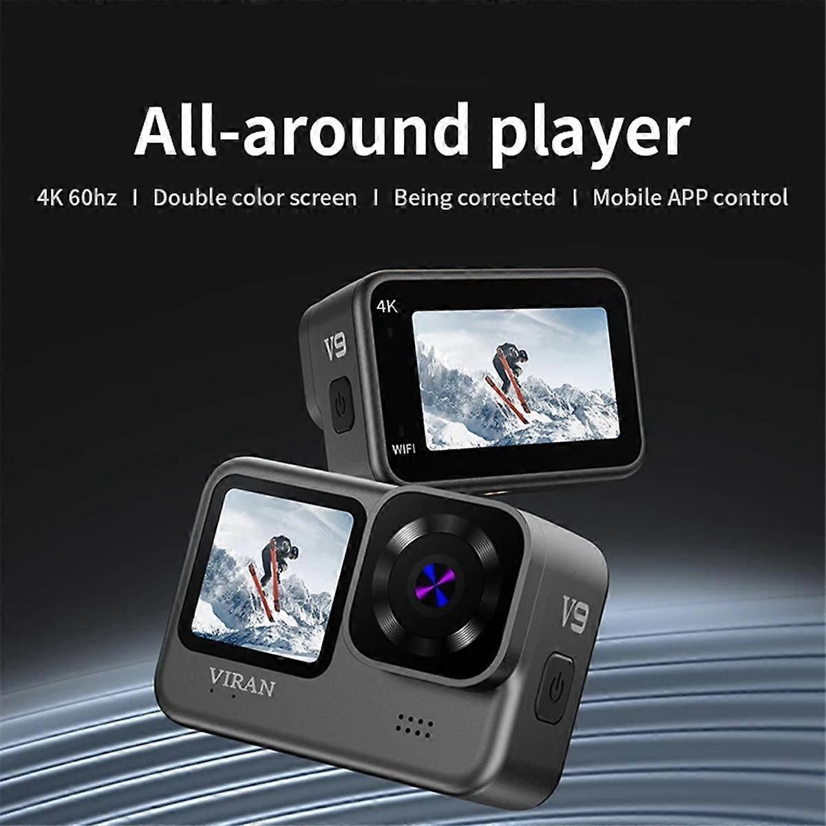 スポーツカメラ4k60fps Wifi防振アクションカメラ、リモコンスクリーン付き防水スポーツドライブレコーダーカメラ