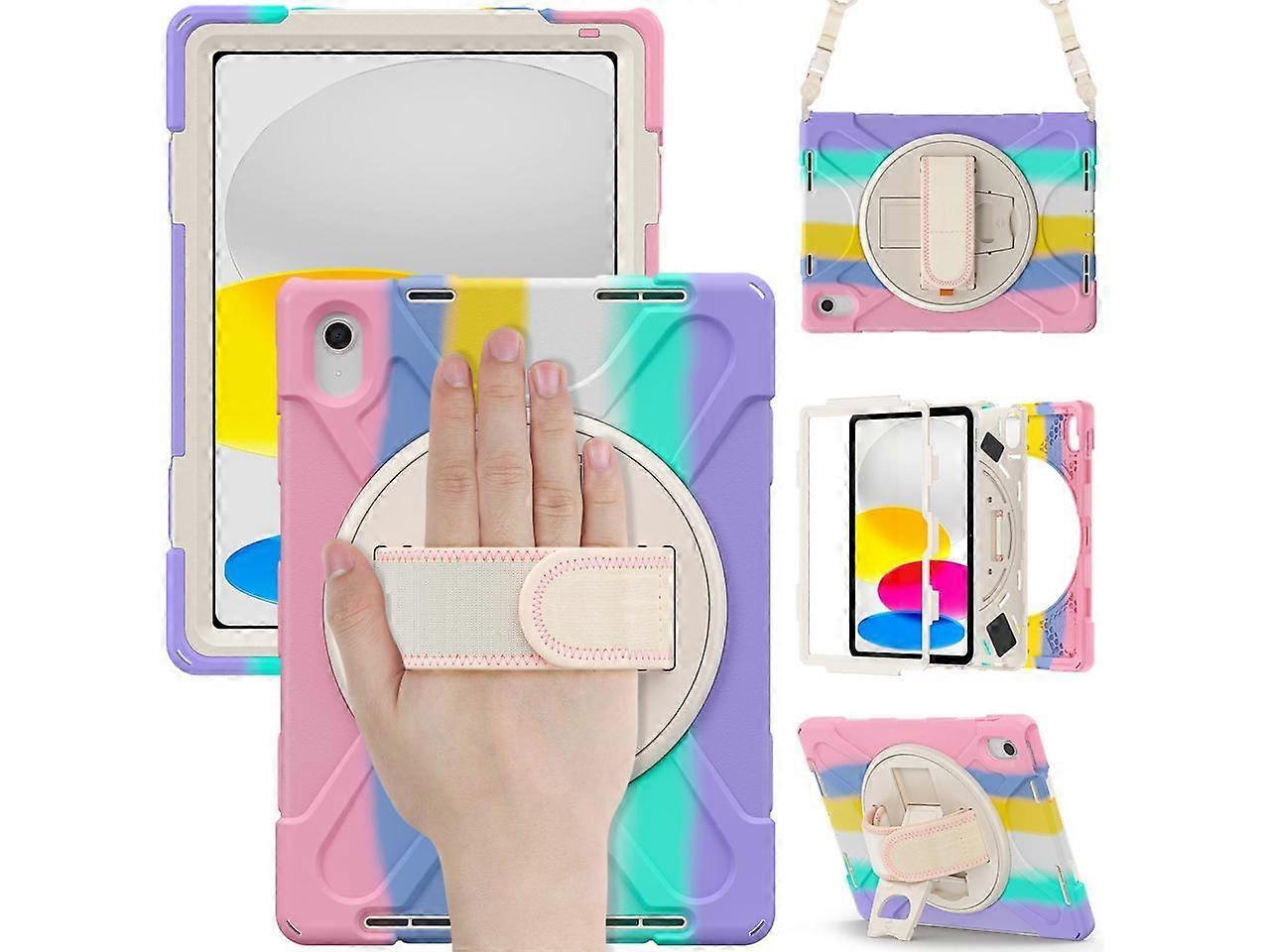 For iPad (A16) 11th Generation 11 Inch 2025, iPad 10th Generation 10.9 inch 2022 Shockproof Cover with Pencil Holder Shoulder Strap Stand