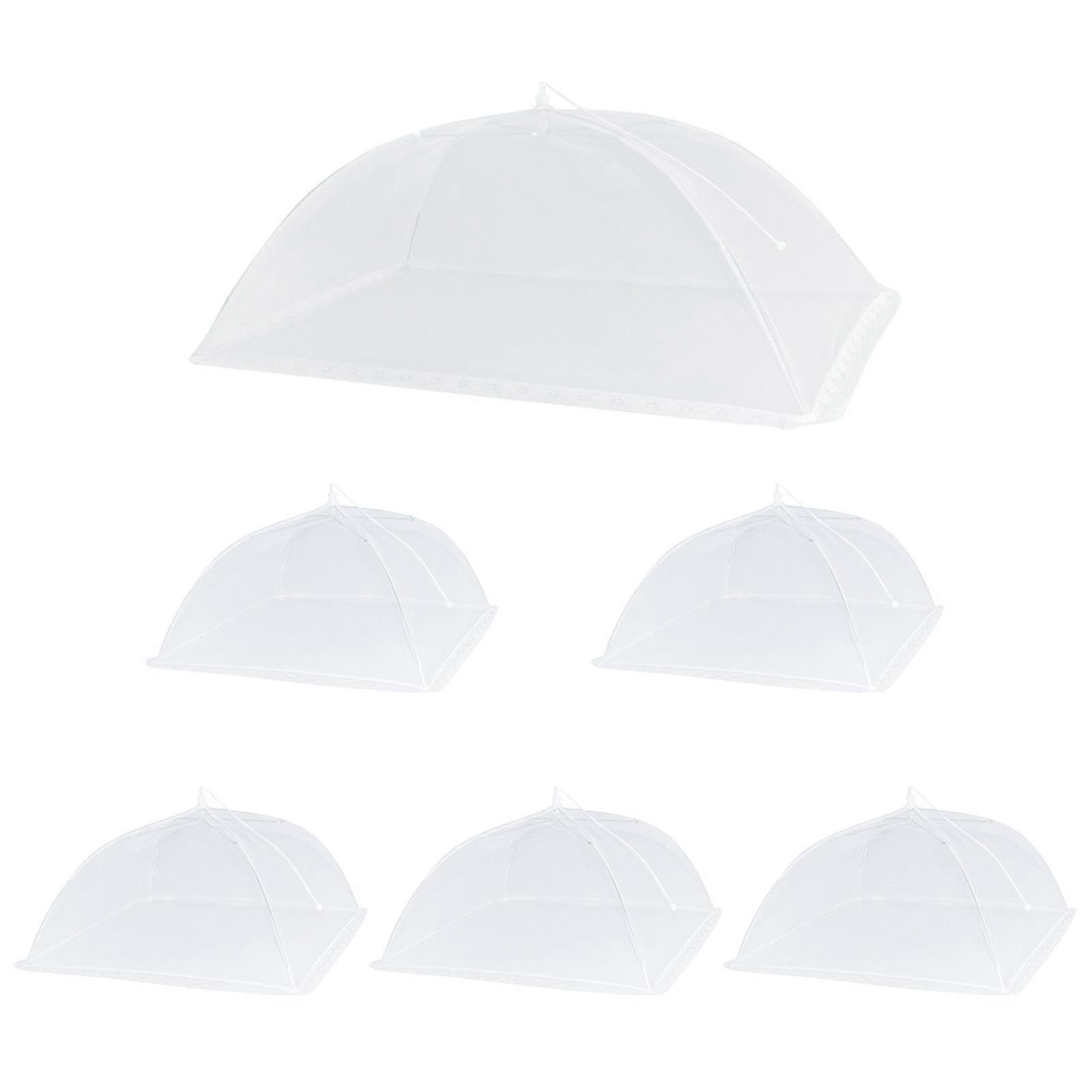 6pcs Screen Net Keep Out Flies Food Covers Reusable Collapsible Tent Umbrella