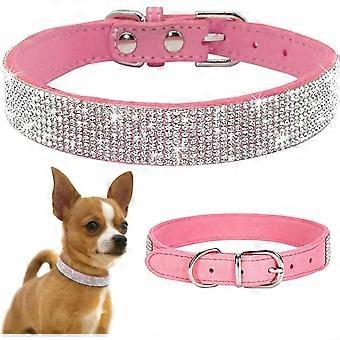 Cute Rhinestone Pet Collar, Glitter Cat Collar, Dog Collar, Soft Leather Pet Collar (xs Pink)