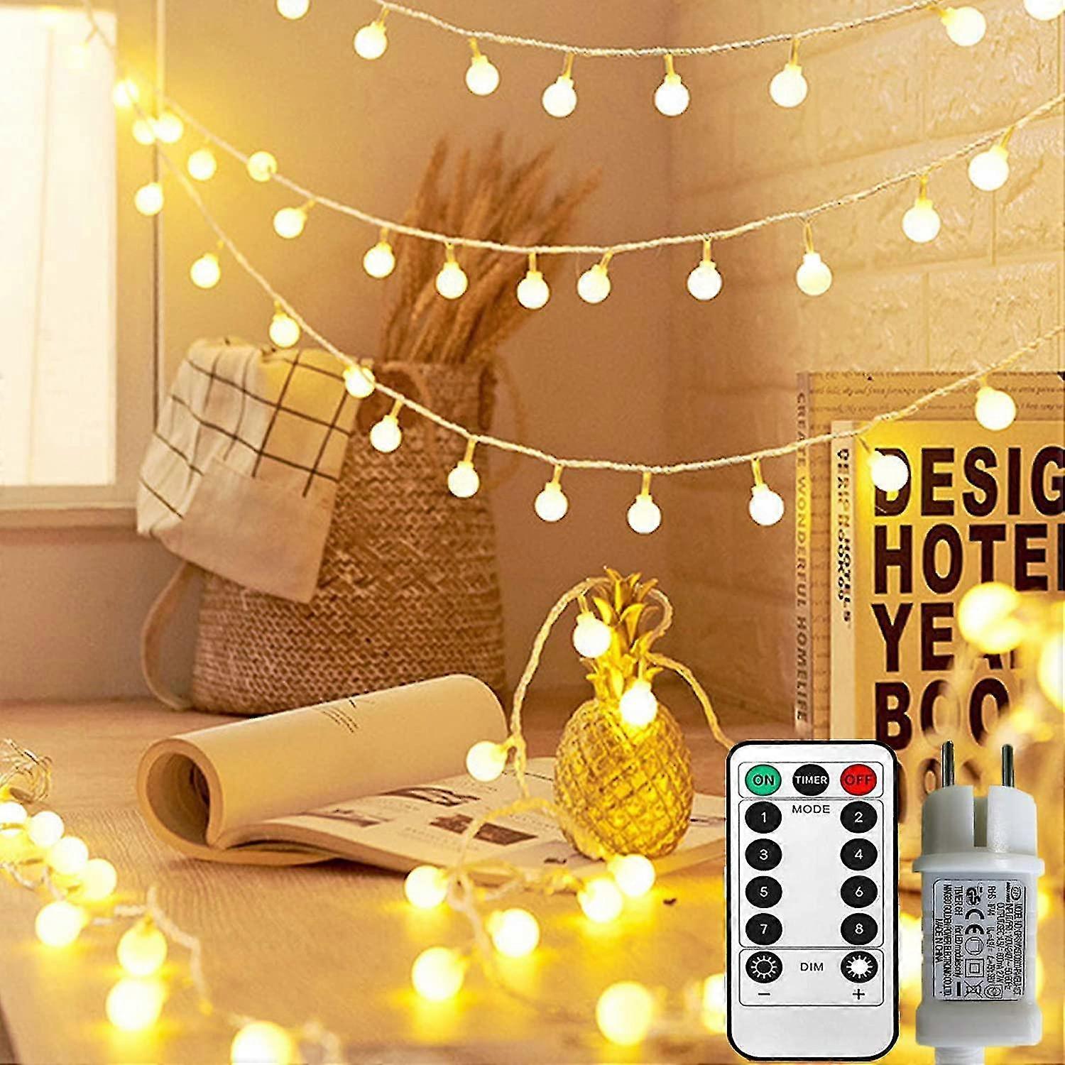 100 Led 8 Mode String Lights With Remote Control (warm White)