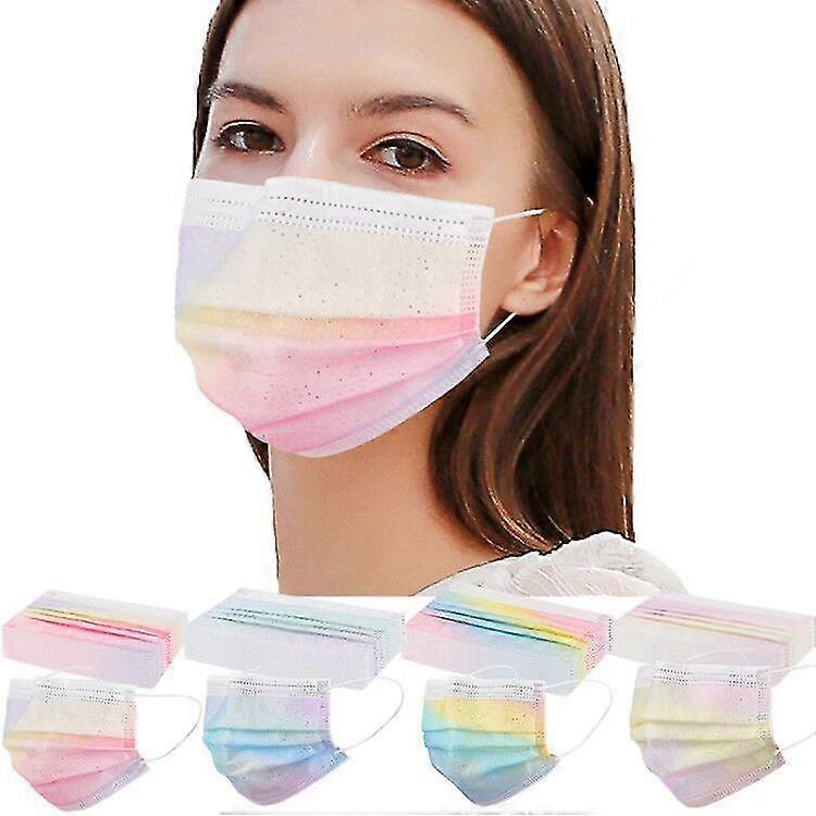 80pcs Disposable Gradient Face Mask 4ply Earloop Protective Breathable Face Mask