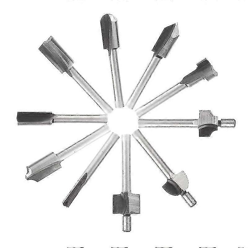 10pcs 1/8 "3mm Shank Hss Router Bits Milling Wood Engraving For Dremel Rotary Tool Milling Bits Routing For Diy Carpentry Engraving