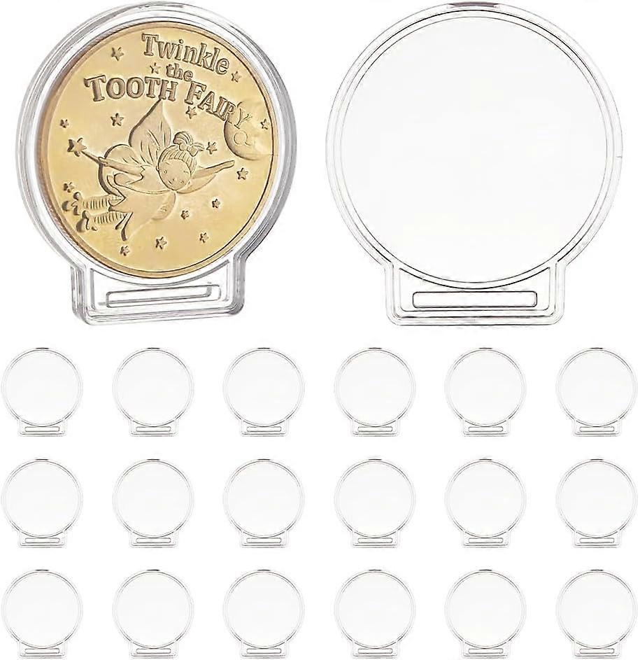 Transparent Acrylic Commemorative Coin Display Box Coin Protective Case Round Clear 61.5x56x5mm Hole: 23x2.5mm Inner Diameter: 53mm