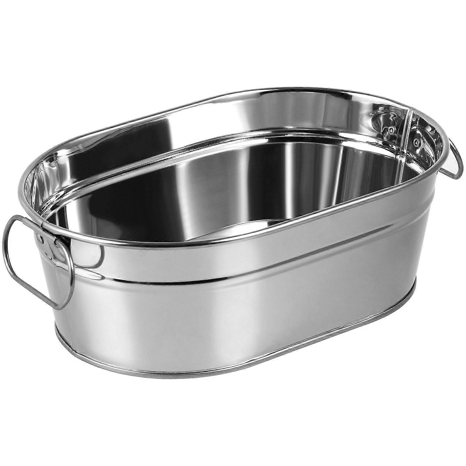 1PC Sturdy Seafood Barrel Container Hotel Restaurant Creative Tableware (Silver)