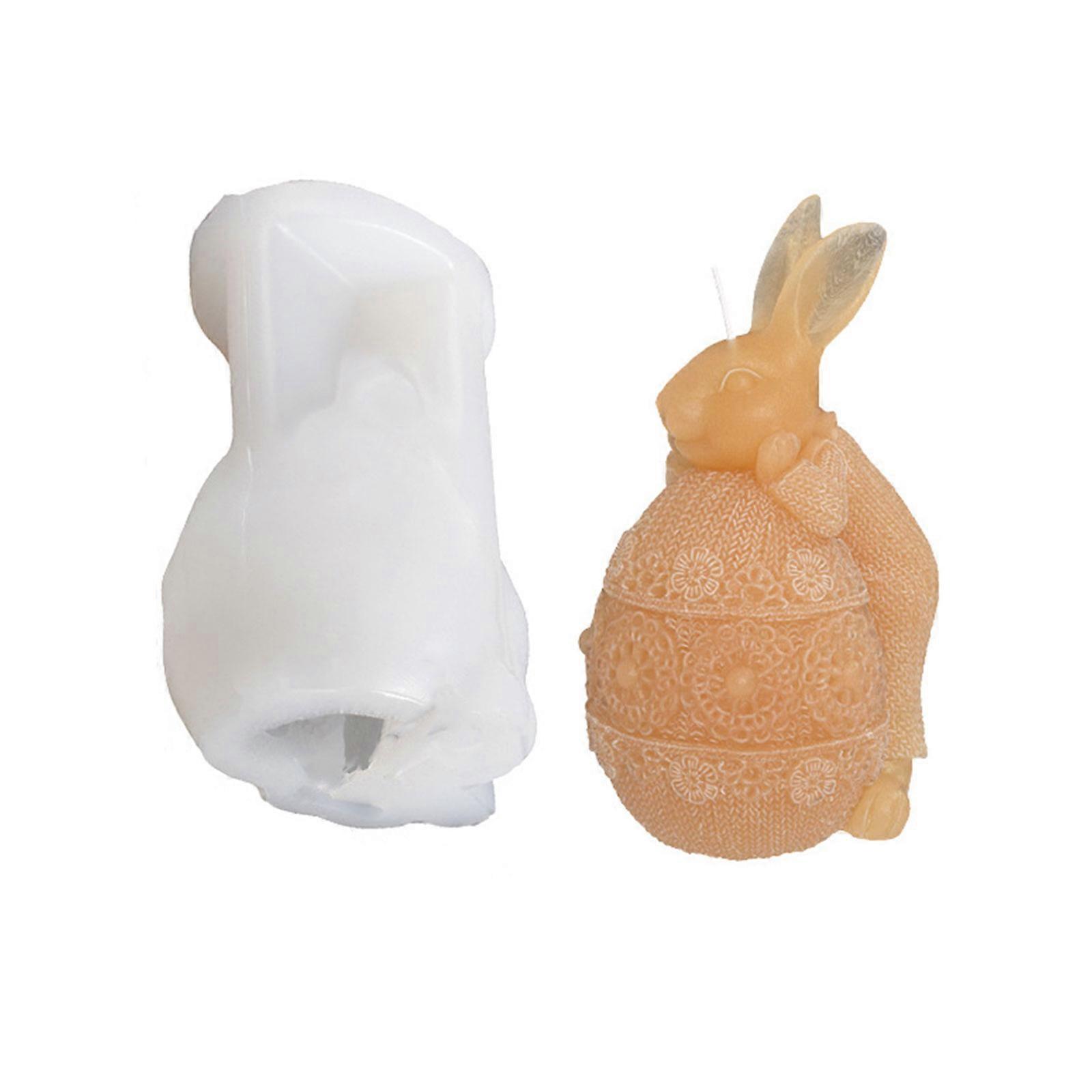 3D Easter Bunny Silicone Mold, Silicone Bunny Egg Plaster Resin Mold New