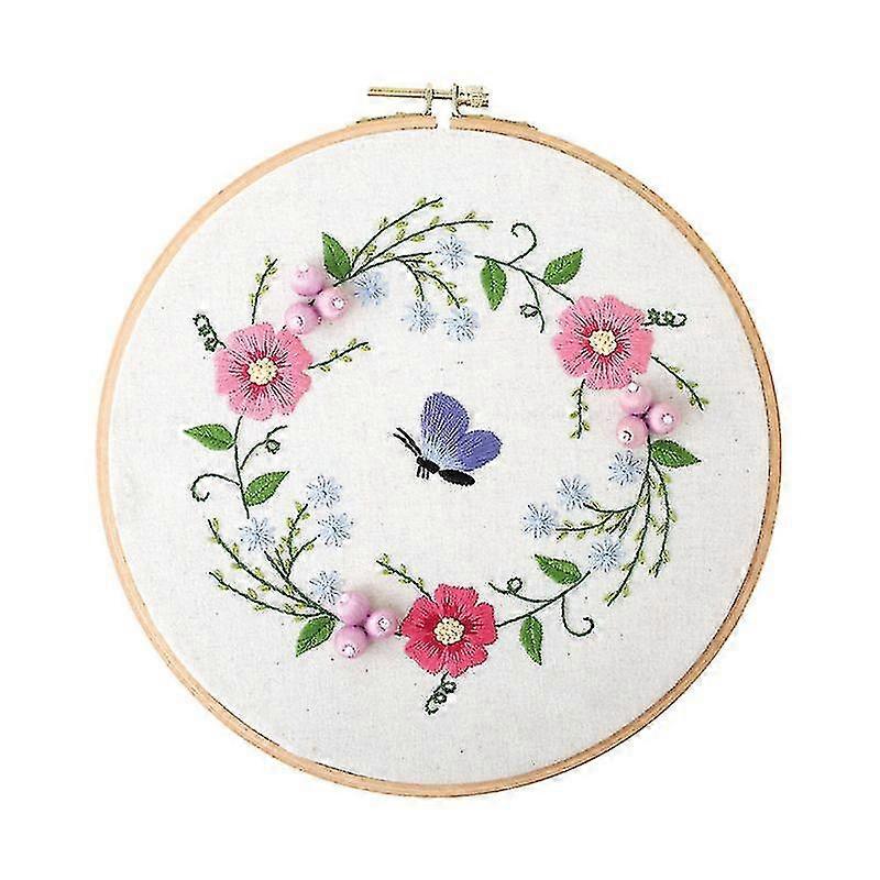 Handmade Embroidery Starter Kit Cloth Embroidery Tools Kit With Floral Pattern Color Threads Embroidery Kit