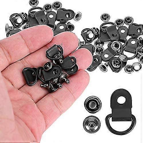100 Set Shoelace Hook D-ring Eyelet Buckle Brass Boot Hooks Fittings With Rivets DIY Rivet Tool Mat Zwart 9x14mm