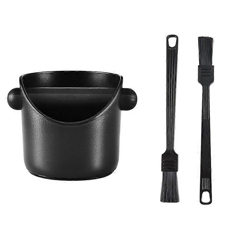 Coffee Grounds Box Grounds Trough Coffee Knocking Grounds Bucket Non-Slip Coffee Machine Accessories with 2 Brushes