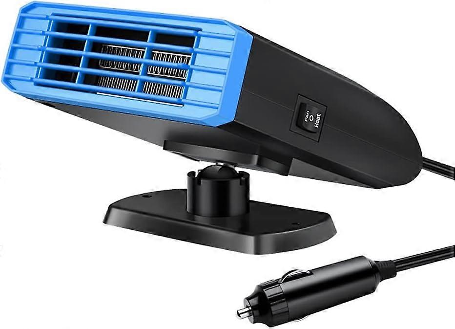 Car heater deicer, 12V 150W 10A 2-in-1 car heater, portable cooling fan windshield deicer 360 rotatable - blue