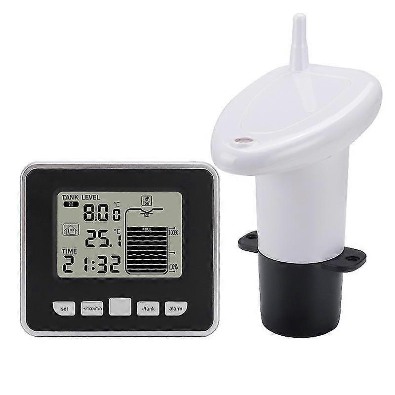 Digital Level Gauge Water Tank Oil Tank Sonic Liquid Level Sensor Wireless Level Gauge With Temperature Gauge For Cistern, Rainwater Tanks(1set, White
