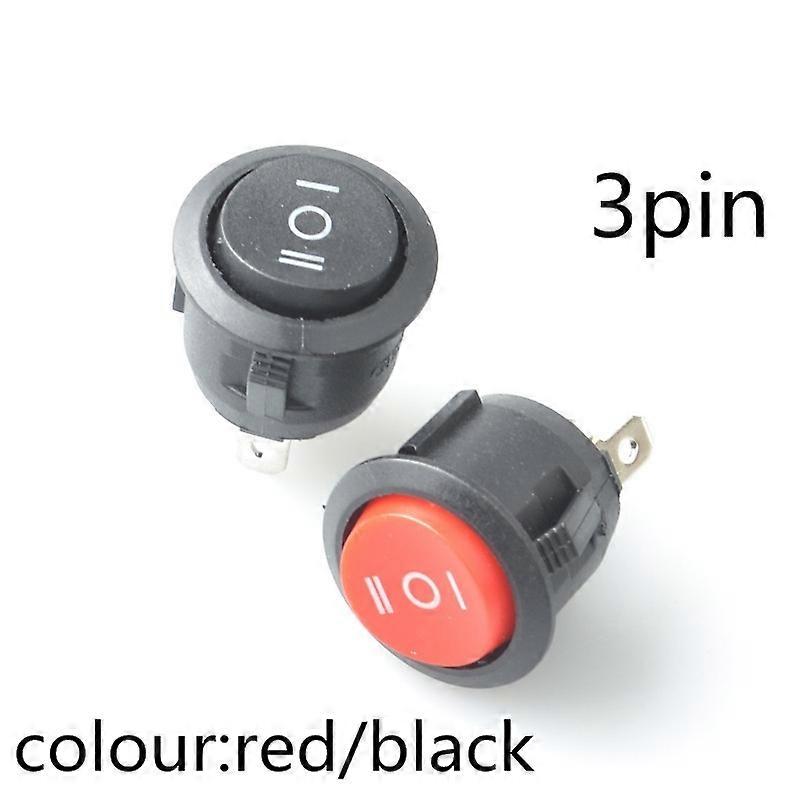 2 Stück schwarzer und roter runder Wippschalter EIN-AUS-EIN