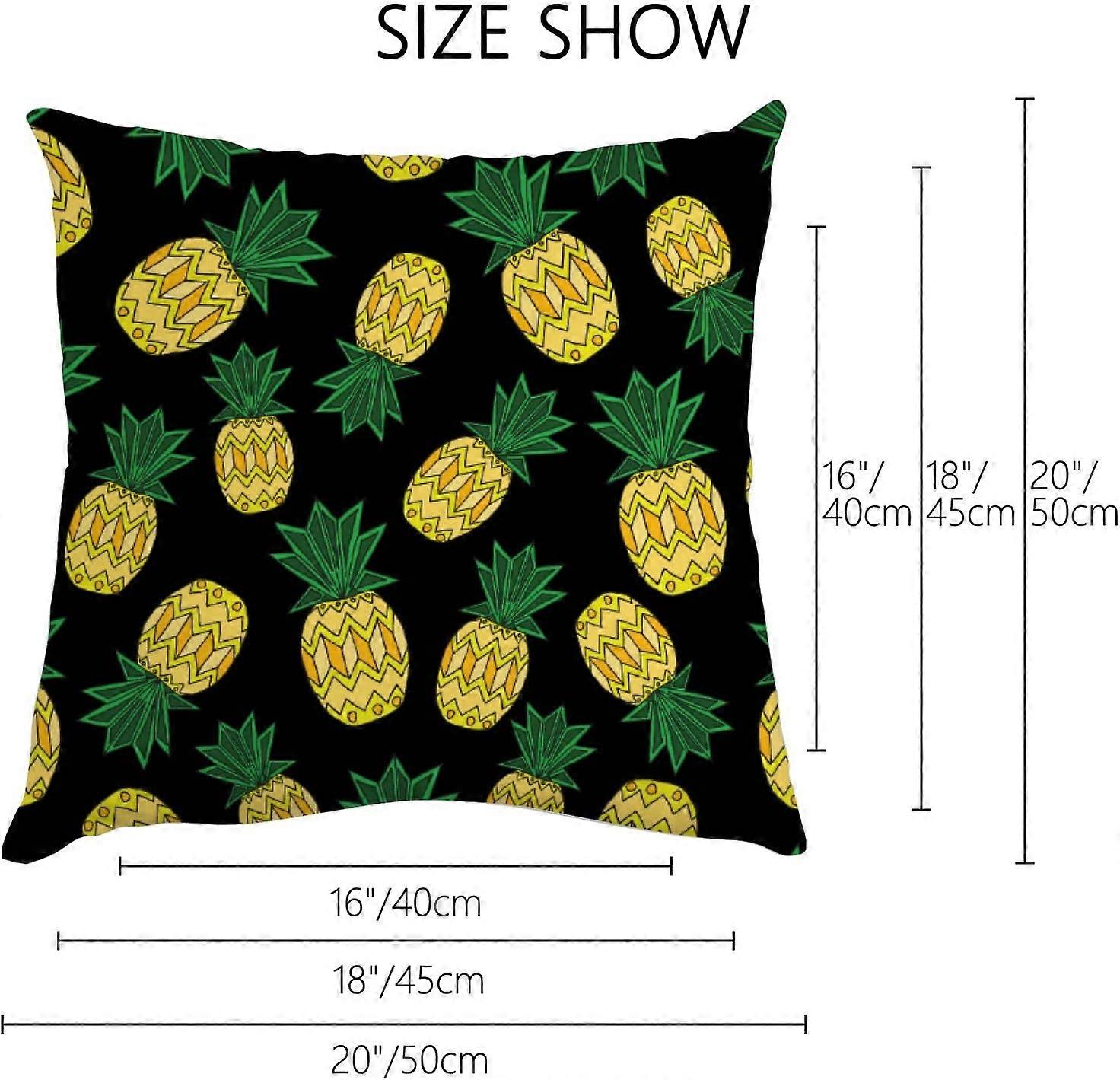 Tropical Pineapple Pillowcase 16x16 inch Square Throw Pillow Cover Protector Yellow Green Black Pillow Sham Pillow Case with Zipper Set of 2