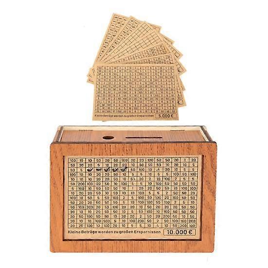 Ξύλινος κουμπαράς με 8 αυτοκόλλητα αριθμού στόχου Euro USD Piggy Bank Coin