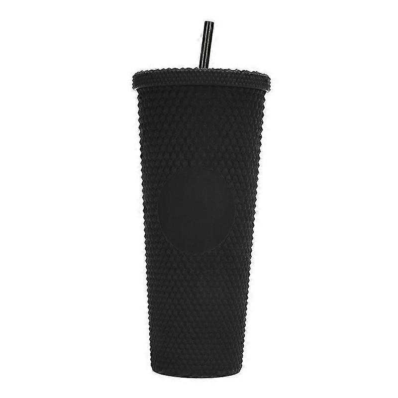 710ml / 24oz Tasse d’eau de grande capacité Gobelet entièrement clouté Gobelet en plastique réutilisable avec large ouverture Paille de couvercle étanche