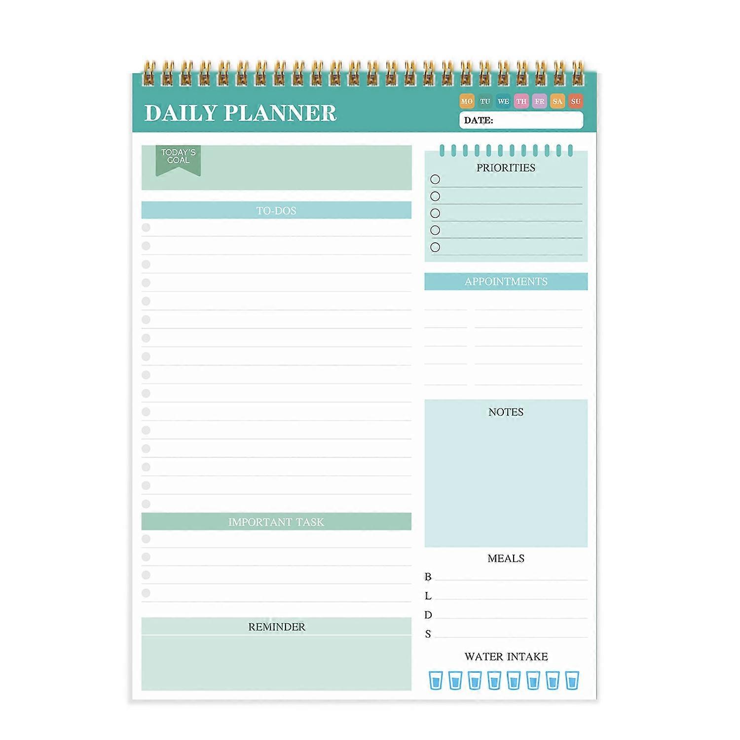 Daily Planner with Double-Coil Binding Students Office Workers To-Do List Notebook Daily Scheduler