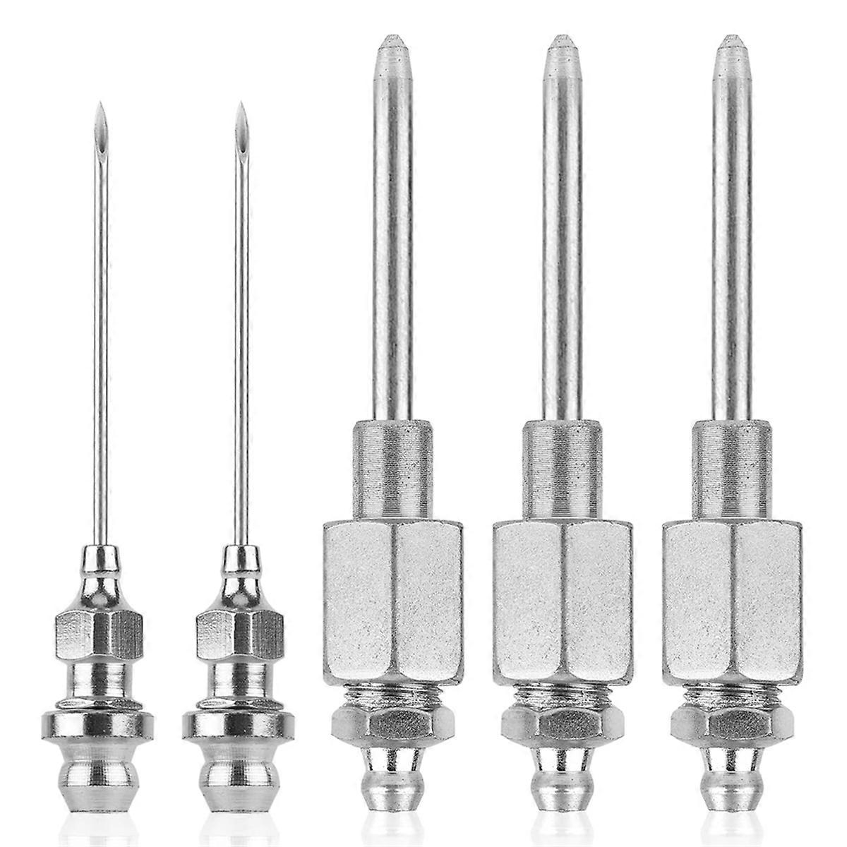 5Pcs Grease- Needle Nozzle Kit,3 Grease- Needle Dispensers&2 Injector Needles,GreaseGun Tip Adapter
