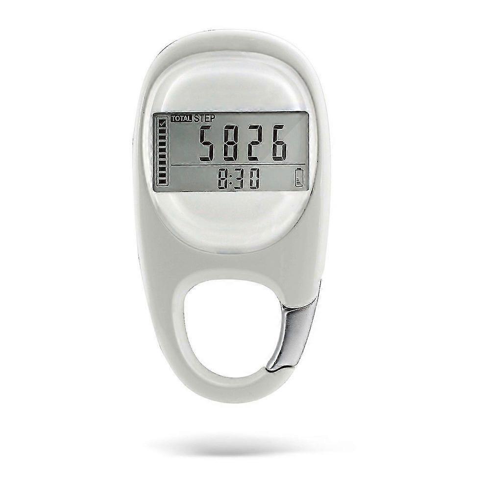 Enkelt skritteller | 3d pedometer klipp, daglig målmonitor, hvit