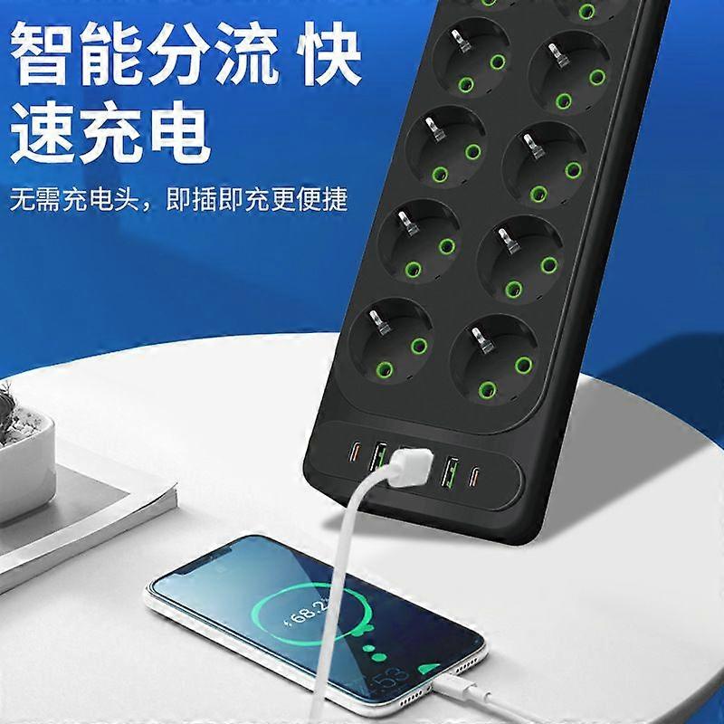 Power Strip with 4 USB, Multiple Socket with 2 USB C, Distribution Socket Wall Mounting, Power Strip with Switch, 10 Way Power Strip, Multiple Sockets