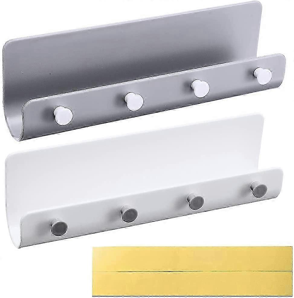2 pieces key rack with shelf with 4 hooks Self-adhesive key holder without