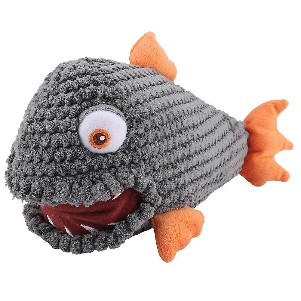 Fish Shape Cotton Blend Pet Play Training Toy Vocalizable Tooth Cleaning Tool(Gray)