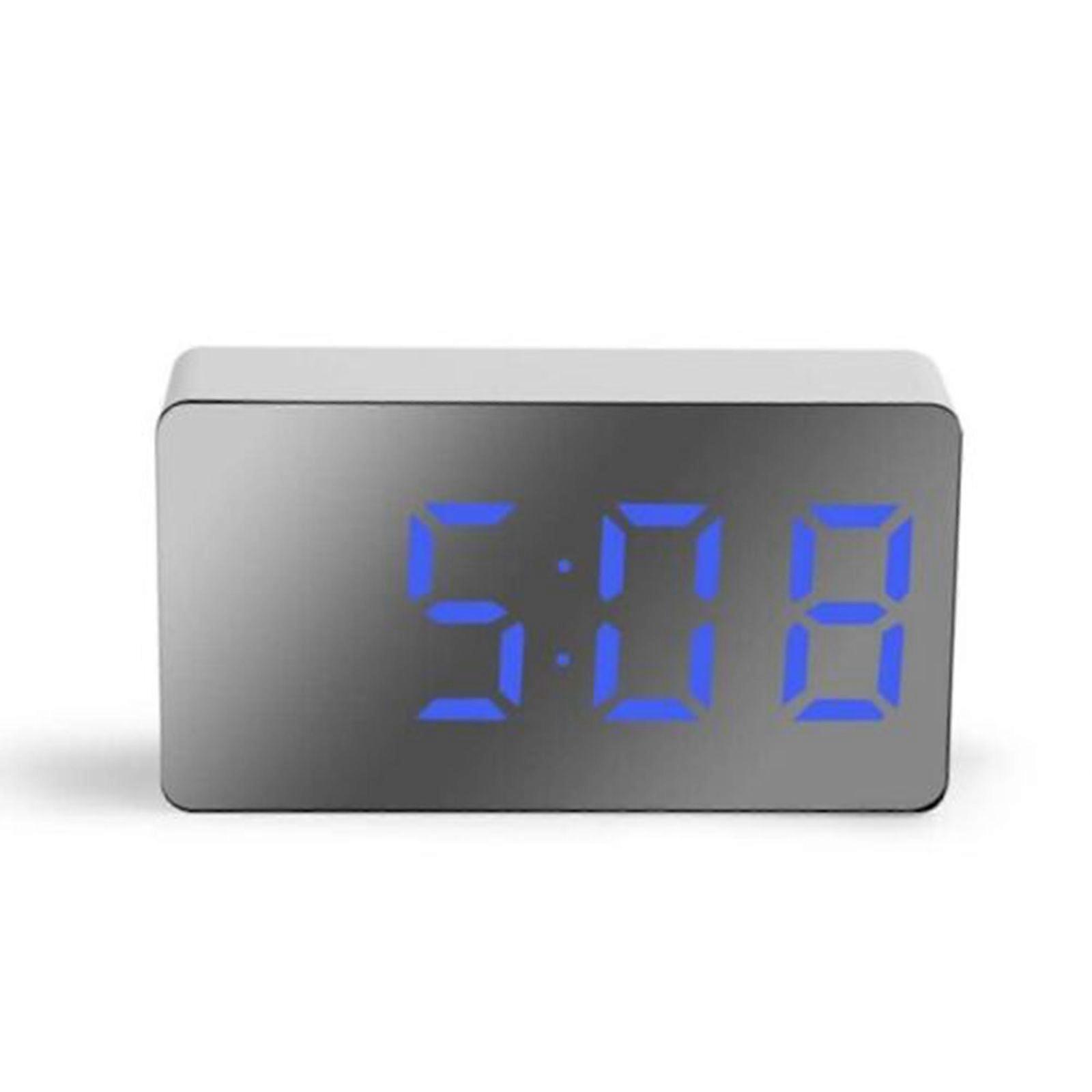 New 2022 LED Digital Mirror Table Clock Alarm Snooze Display Time Night Lights0C