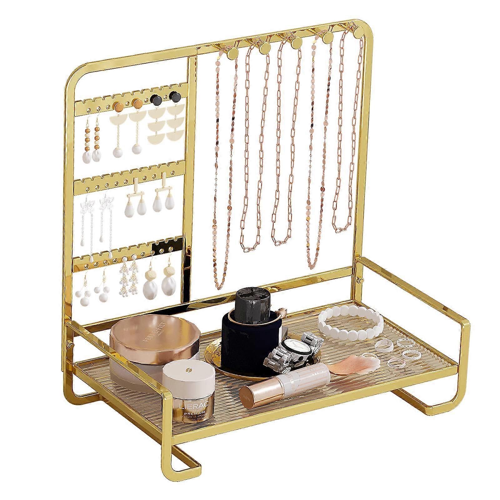 Jewelry Holder for Organizing Accessories, Velvet Display Stand, Multi-Compartment Design, Large Size, Elegant Style