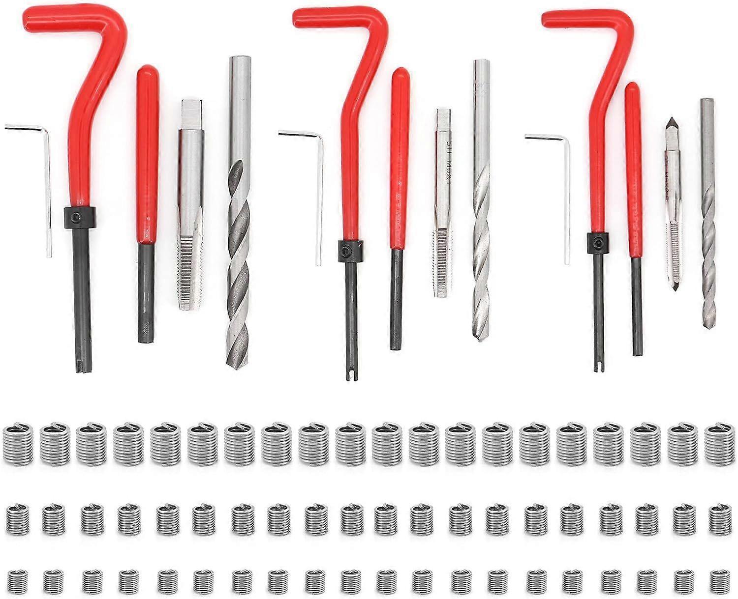 75 Pieces Thread Repair M5 M6 M8 Thread Repair Kit Thread Insert Helicoil Insert