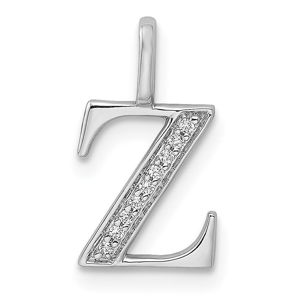 14k Solid Yellow Gold Diamond Letter Z Initial Pendant Necklace 15.44mm Long-Pendant for Women