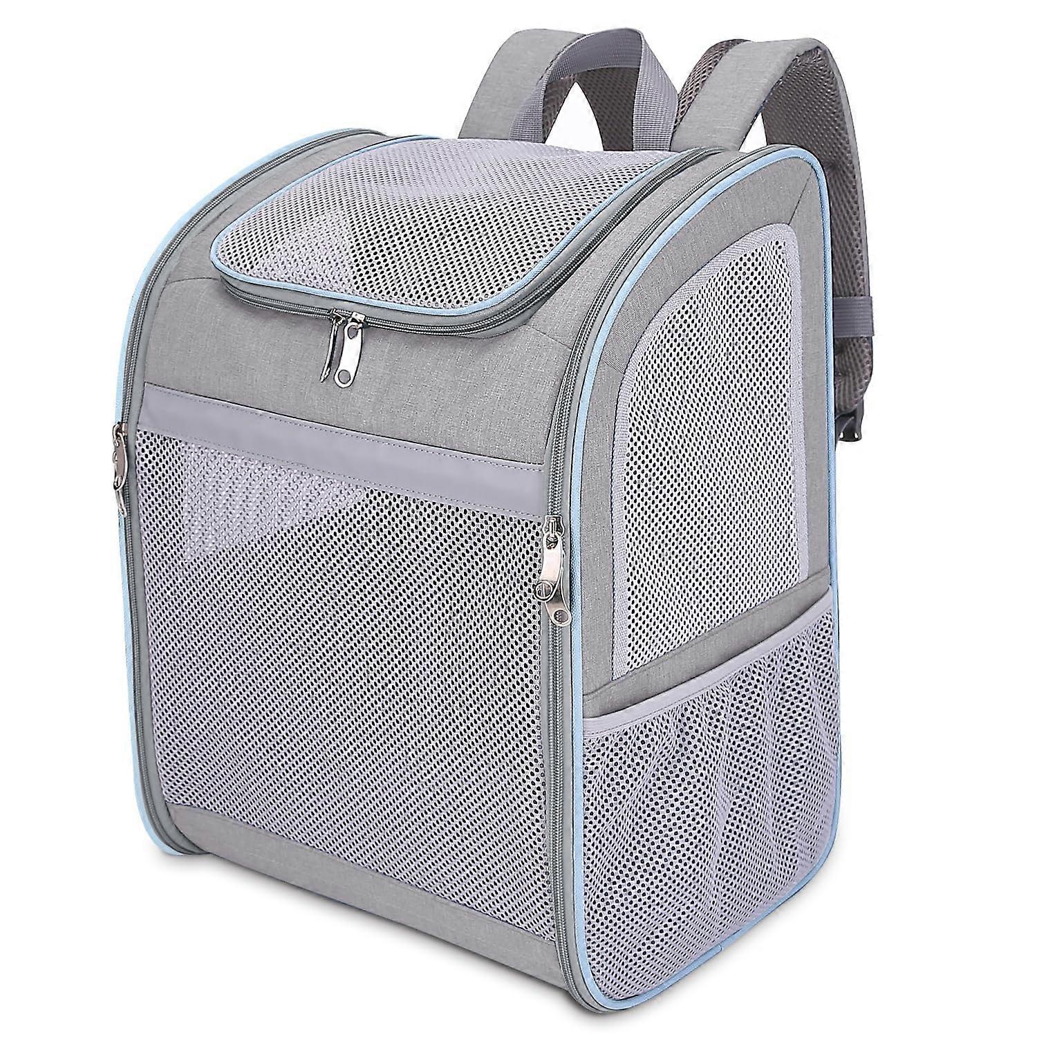 Cat and small dogs to carry a cat backpack, breathable network and pad removable with large pet carrier, airline approved cat travel carrier (gray)