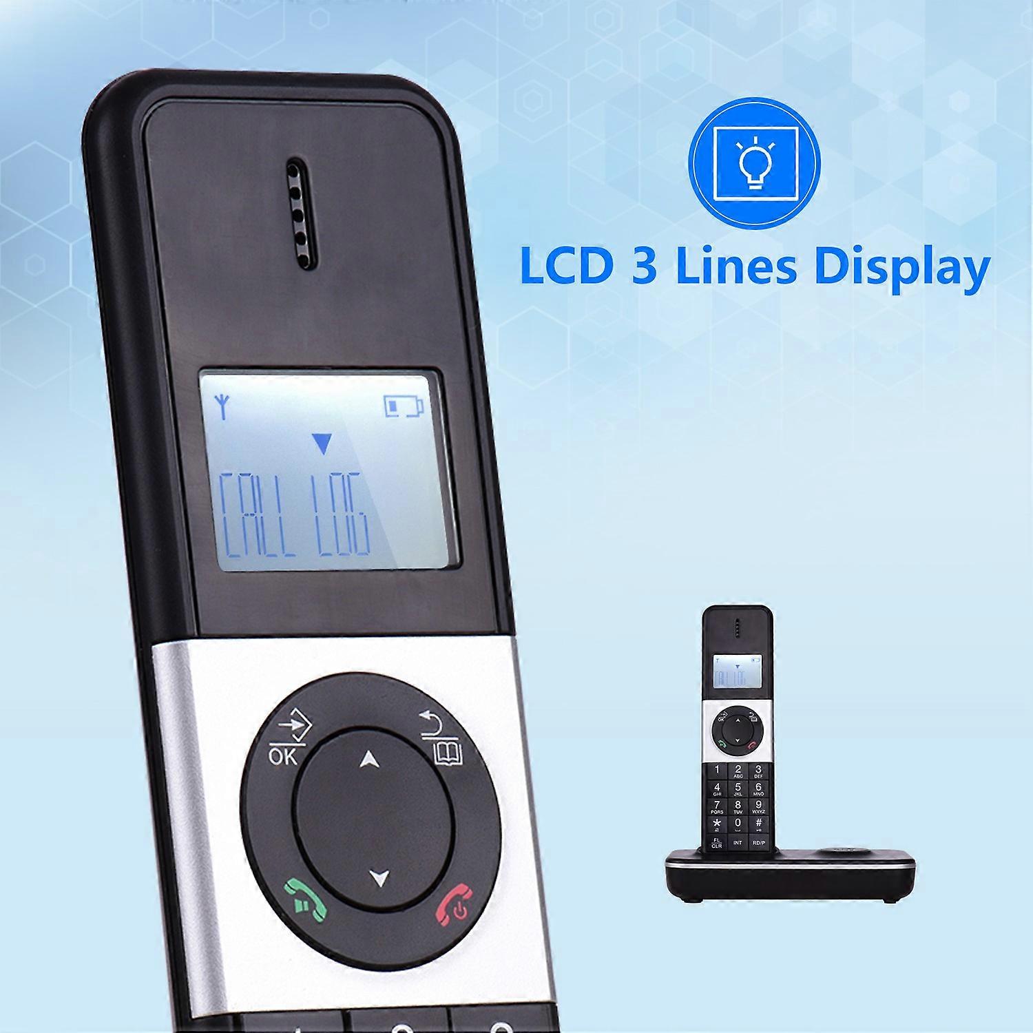 Digital Cordless Phone Telephone with LCD Display Caller ID Hands-free Calls Conference Call 16 Lang