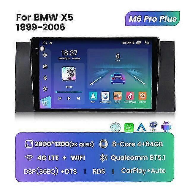 Android 12 Auto Car Radio Video Multimedia Player for BMW 5 E39 E53 X5 1995-2001 2002 2003 - 2006 Navigation GPS Autoradio  QLED