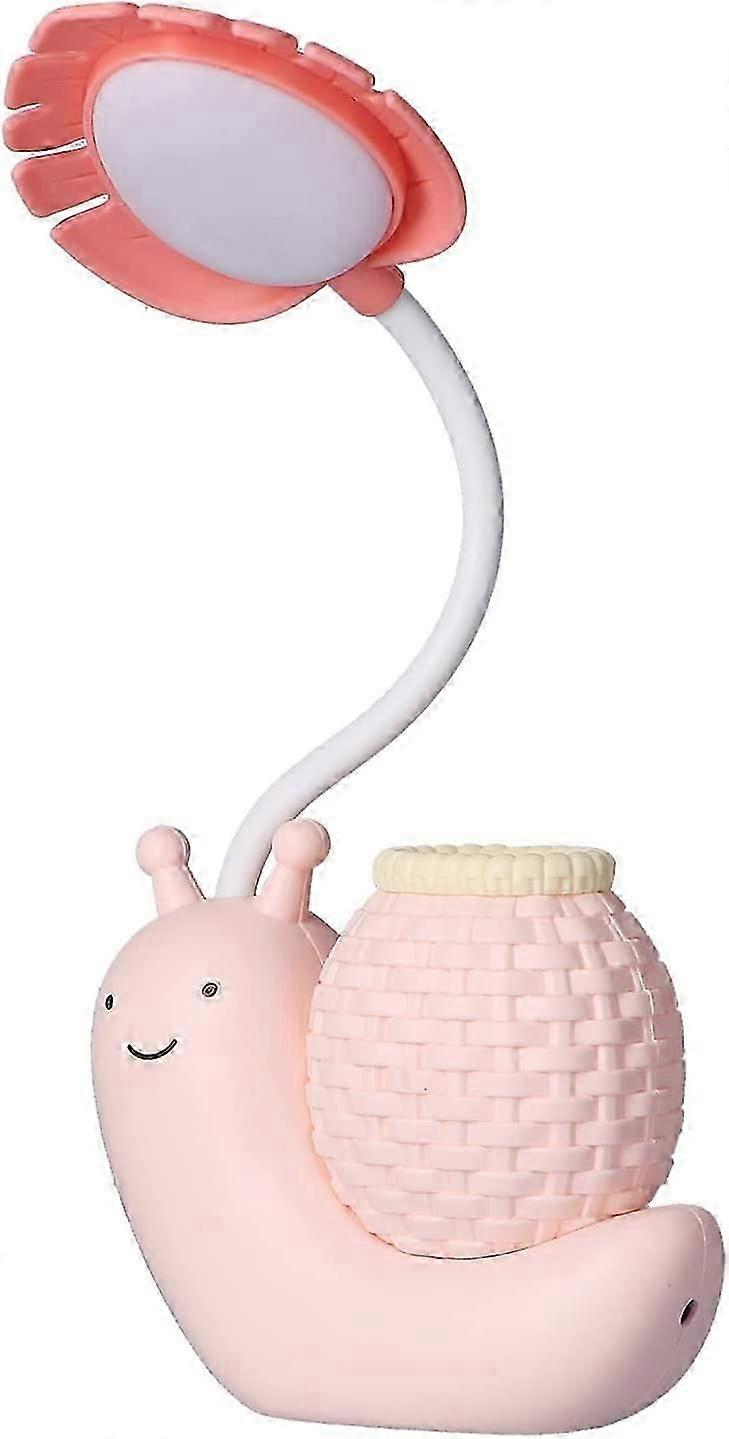 LED Desk with Pen Holder Cartoon Animal Snail Multi-Function Table Lamp USB Charging Cute Gooseneck