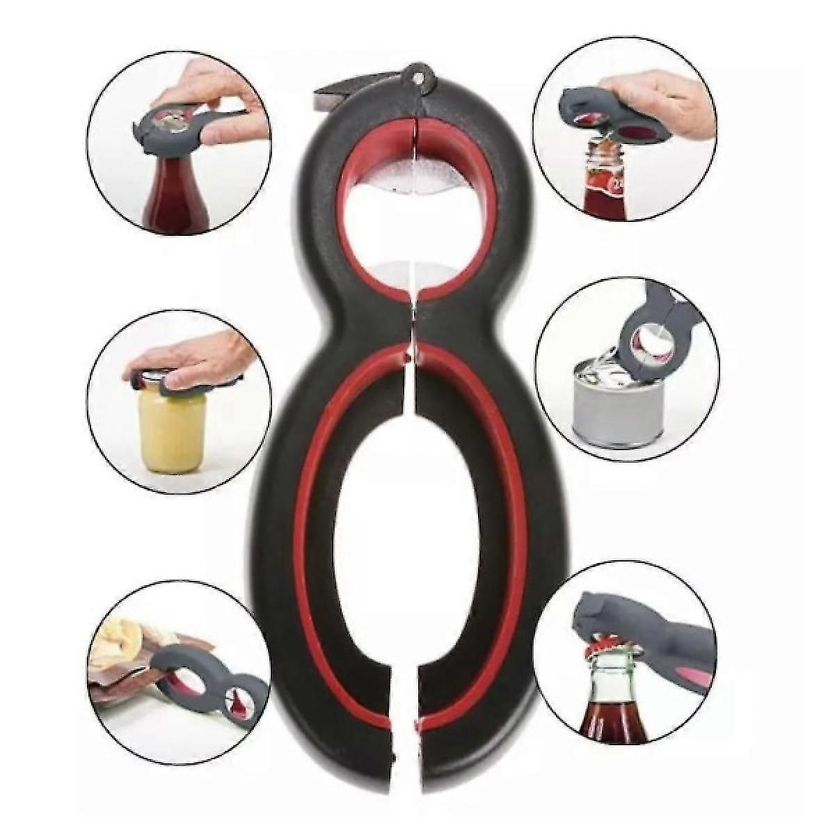 Can Opener Bottle Opener, 6 in 1, Can, Soda, Beer Bottle and Jar Openers Plastic, Jar Opener for Seniors and Arthritic Hands, Hand Weakness 2 pack