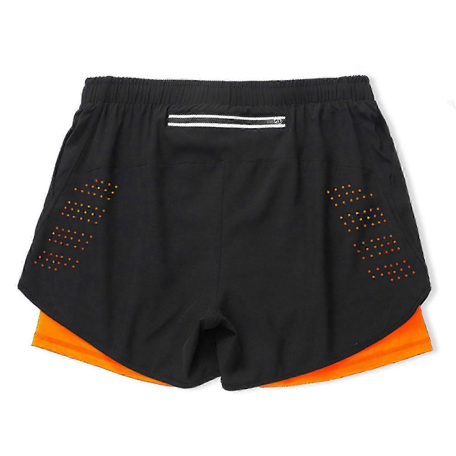 Double Layer Sports Shorts For Men Quick Dry Fake 2-piece Fitness Pants