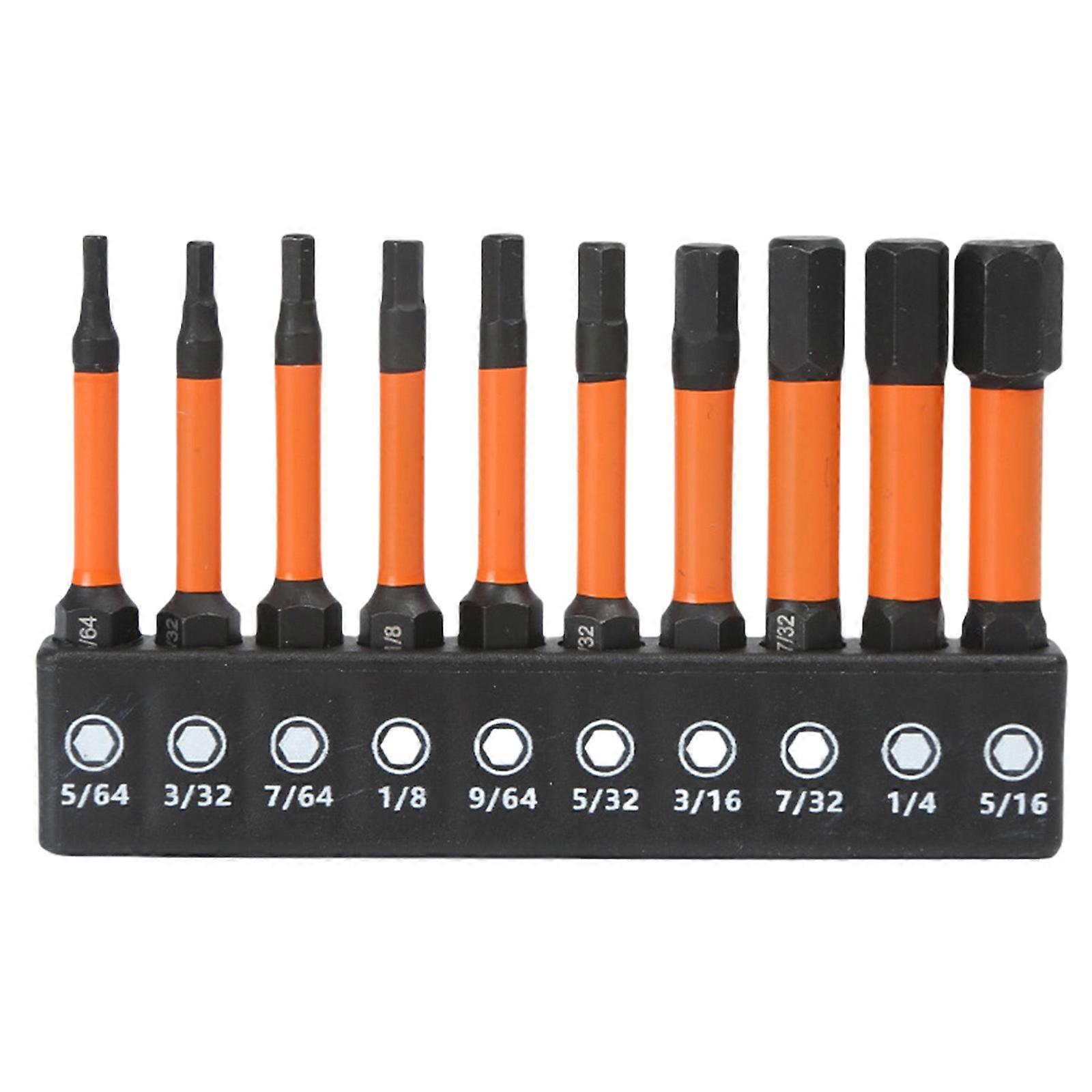 10Pcs Impact Hex Head Allen Wrenches Drill Bit Set 50mm H1.5-H8 Hex Shank Steel Hex Screwdriver Bit for Assembling