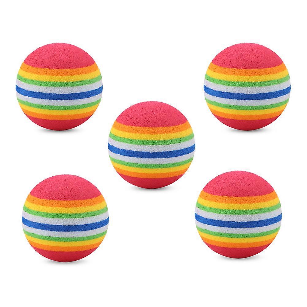 5Pcs EVA Rainbow Golf Balls Interactive Cat Toy Set for Active Play, Durable Material, Colorful Design, Engaging Fun