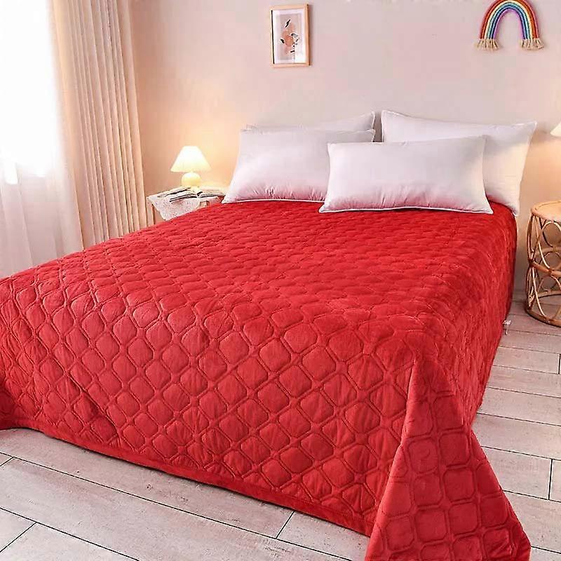 Non Slip Double Layer Flannel Blanket Coral Velvet Sheet Thermal Household Bedding Plain Simple Casual Style Single Piece Blanket Autumn and Winter
