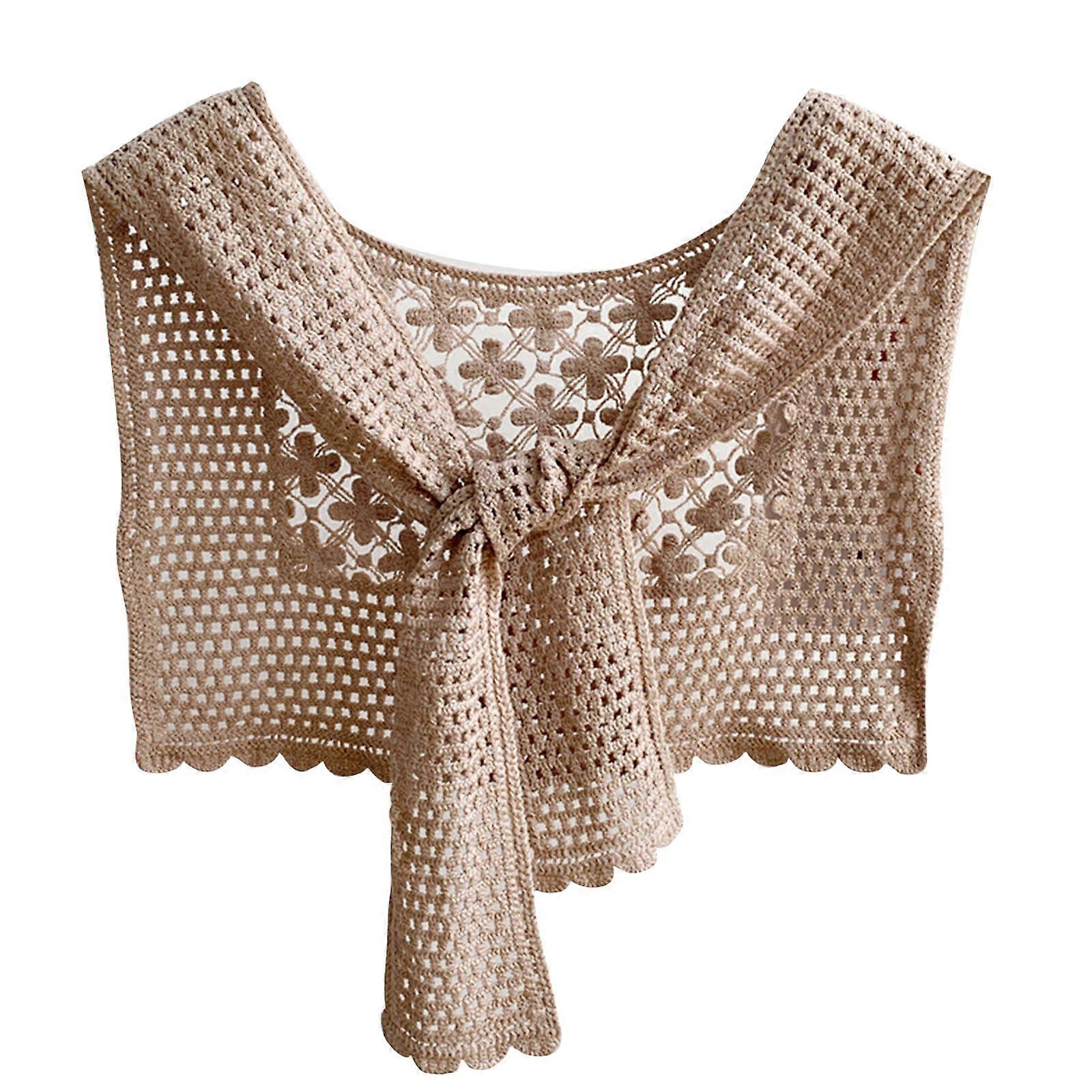 Triangular Shawl Wraps Shoulder Wrap Shrugs Scarf Solid Knitted Hallow-Out
