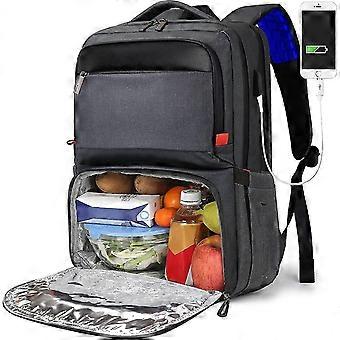 Lunchrucksack für Frauen, isolierter Kühlrucksack mit Lunchfach, College School Bookbag mit USB-Anschluss, passend für 15,6 Zoll Laptop